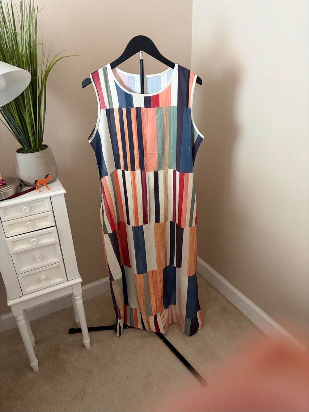 Sleeveless Multi-Color Striped Maxi Dress